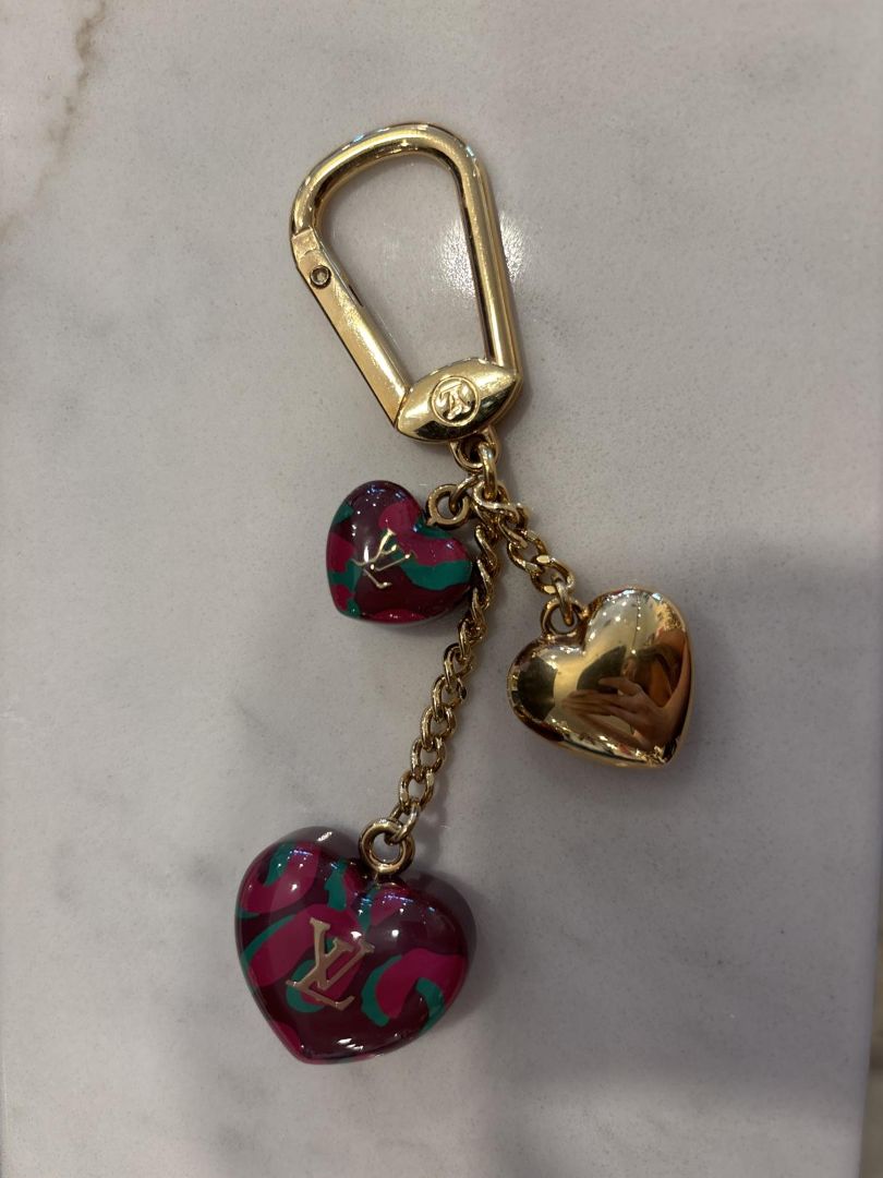 Louis Vuitton Leopard Heart Couer Bag Charm, Gold/red, One Size, Used - Good