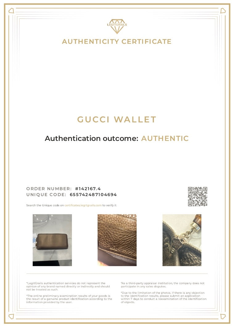 Gucci Wallet, Gold, One Size