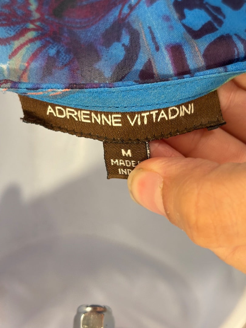 Adrienne Vittadini Shirt, Blue multi, Medium, Used - Good