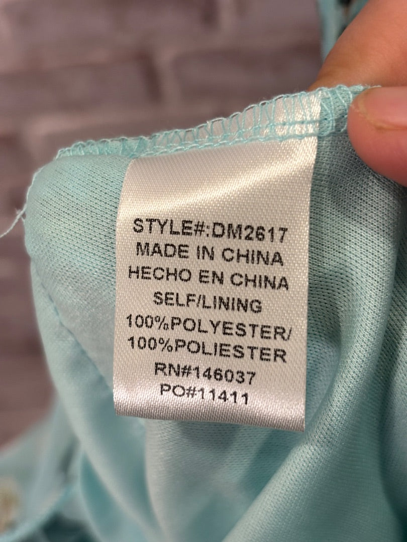 Miss Avenue Dress, Turquoise tropical, Medium, Used - Good