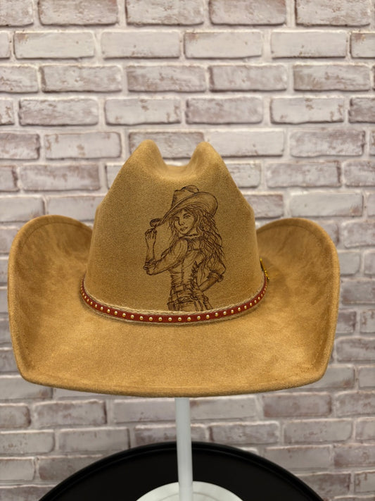 Sun Kissed Fedoras Cowgirl Hat, Tan, Medium, Brand New