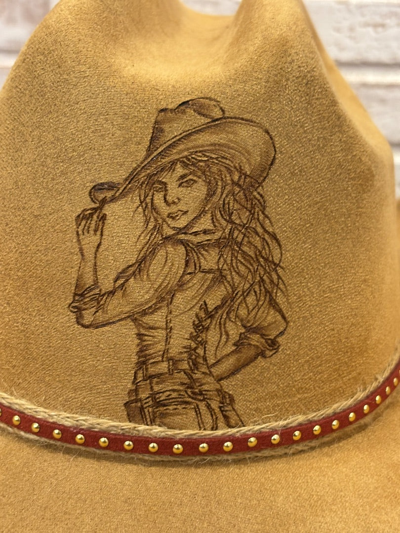 Sun Kissed Fedoras Cowgirl Hat, Tan, Medium, Brand New