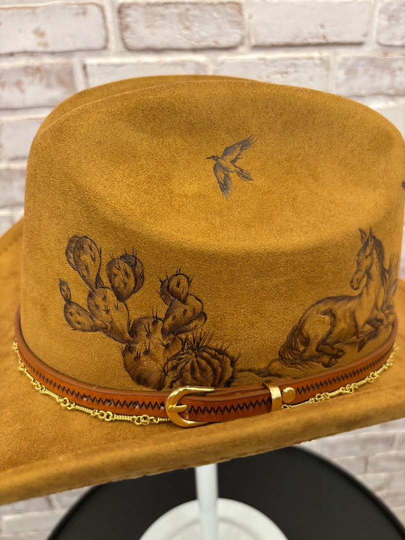 Sun Kissed Fedoras Cowgirl Hat, Rust, Medium, Used - Good