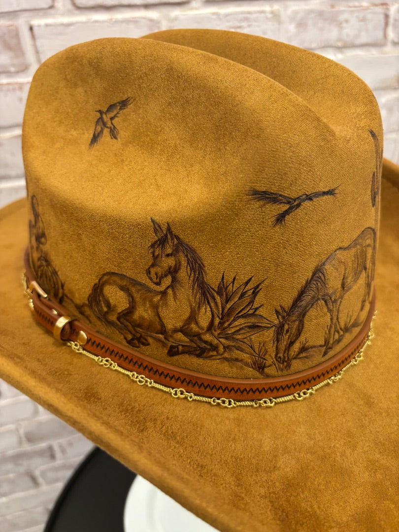 Sun Kissed Fedoras Cowgirl Hat, Rust, Medium, Used - Good