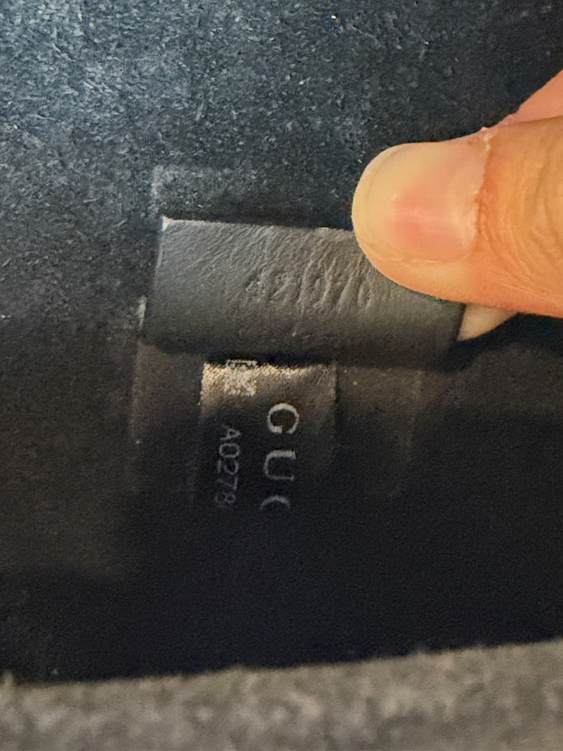 Gucci GG Supreme Monogram Suede Crystal Small Dionysus Shoulder Bag Beige Ebony Black interior Handbag, Beige Ebony Taupe, One Size, Used - Excellent