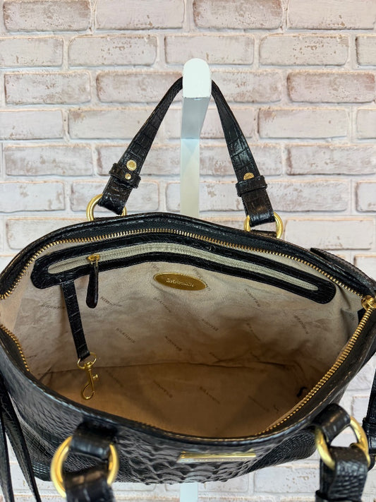 Brahmin Asher Satchel Croc-embossed Cow Leather Handbag, Black, One Size, Used - Excellent