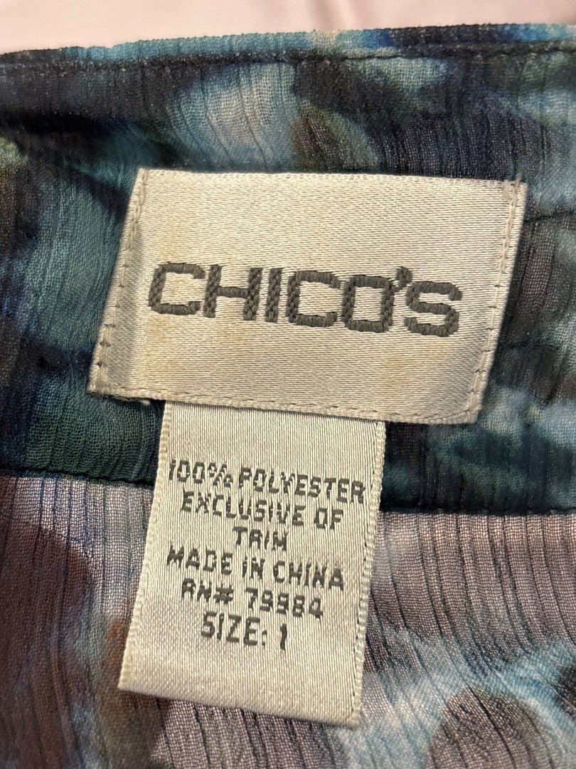 Chicos Shirt, Teal multi, Medium/1, Used - Good - Chill Boutique Consignment