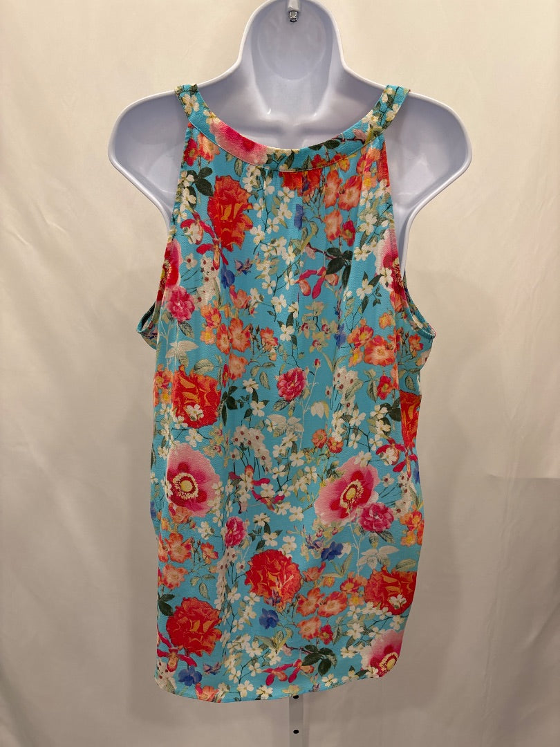 Rose & olive Shirt, Turquoise floral, XL