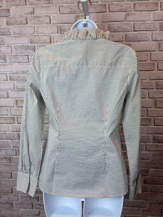 White House Black Market Top - Blouse – White House Black Market Blouse, White/grey pinstripes, 0, Used - Excellent