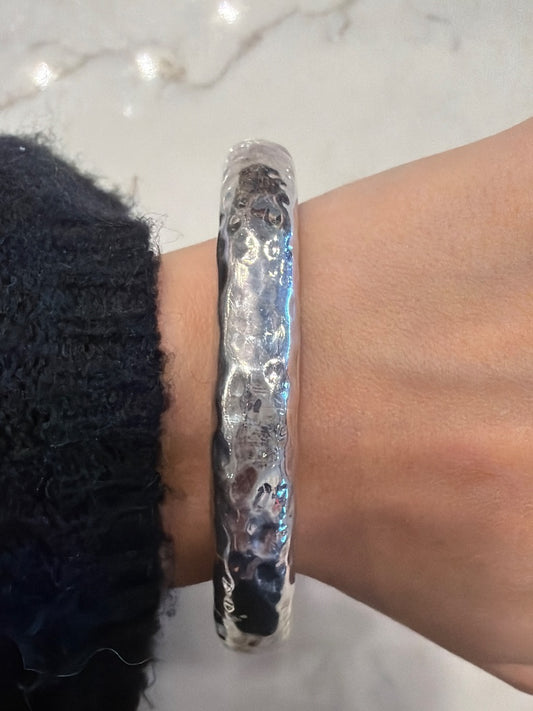 Silpada hammered Sterling Bracelet, Silver, One Size, Used - Good