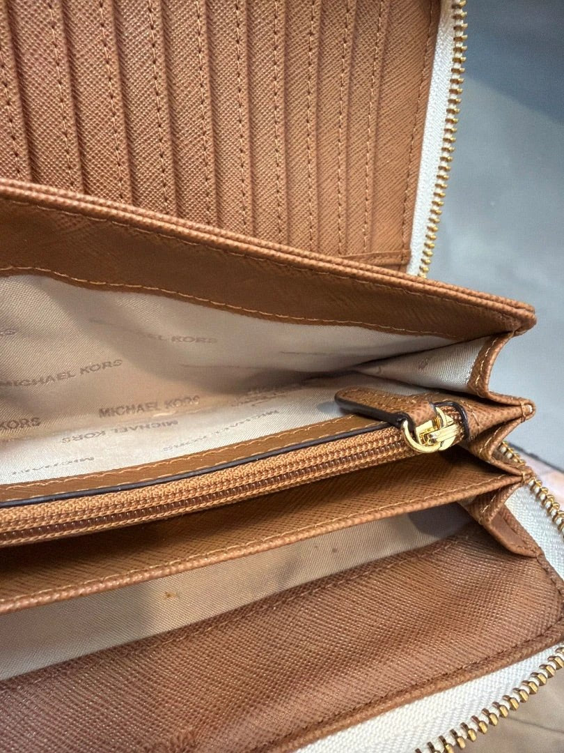 Michael Kors Accessory - Wallet – Michael Kors Monogram Wallet/Wristlet, Beige/tan, One Size, Used - Excellent