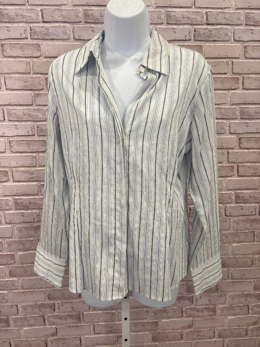 Talbots Shirt, Blue/white stripes, 14, Used - Good