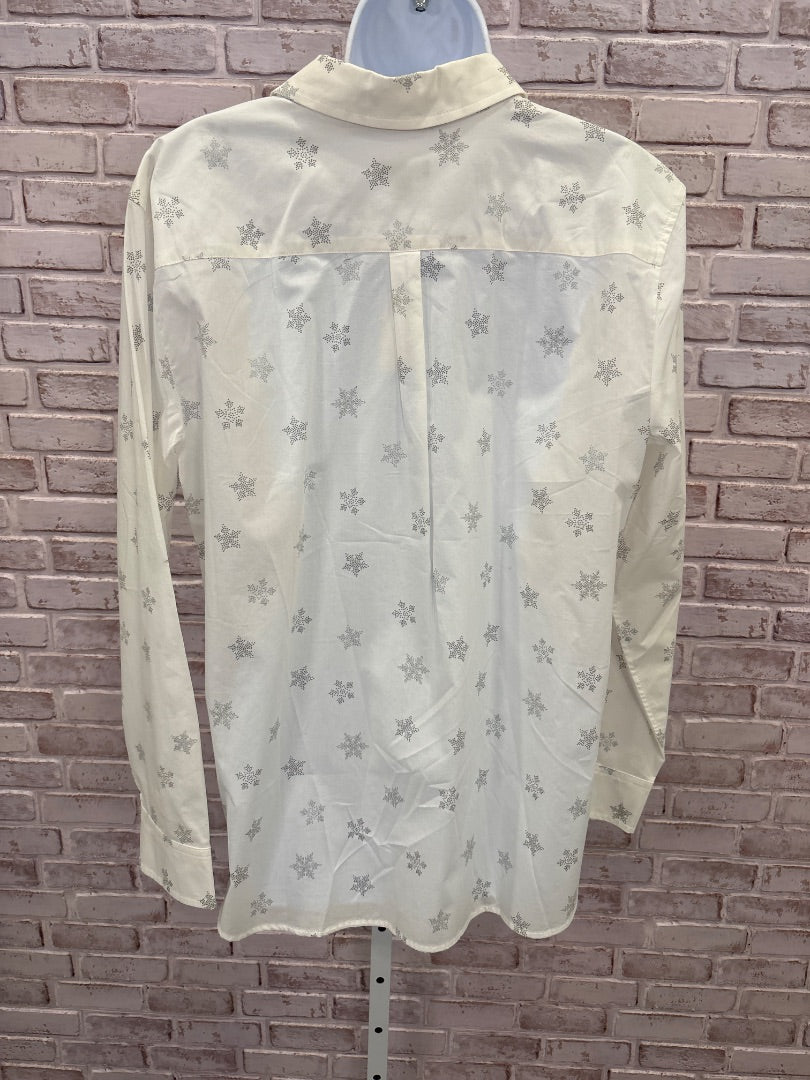 Talbots Shirt, White/silver, XL, New With Tags