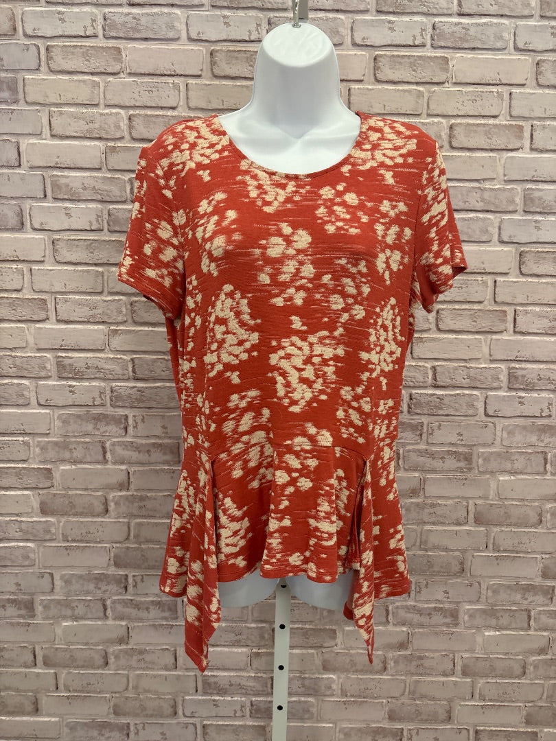 Bcbgmaxazria Shirt, Orange multi, Large, Used - Good