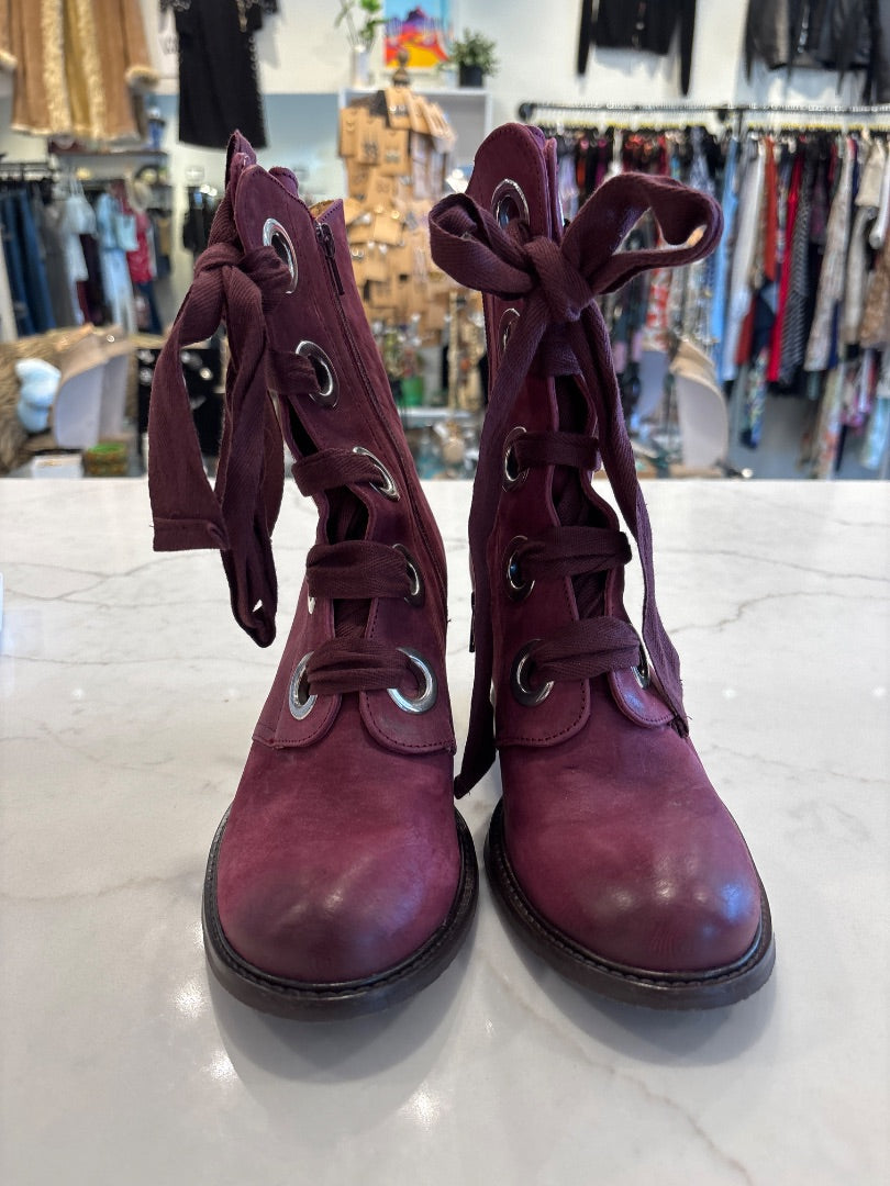 John Fluevog Gladstone Booties, Maroon, 8.5