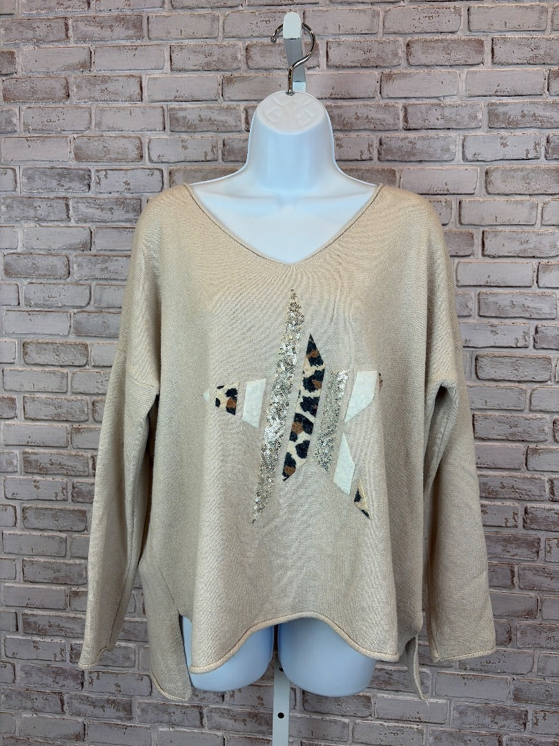 Venti6 Sweater, Beige multi, One Size, Used - Good