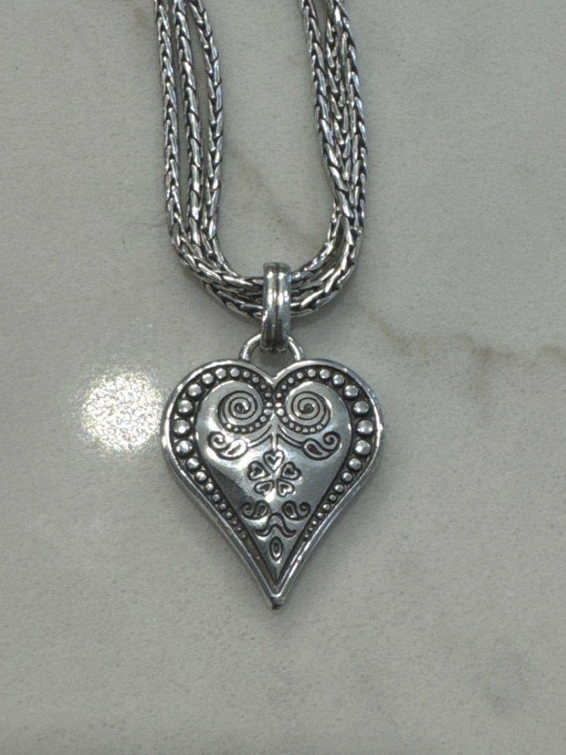 Brighton Heart necklace, Silver, One Size, Used - Good
