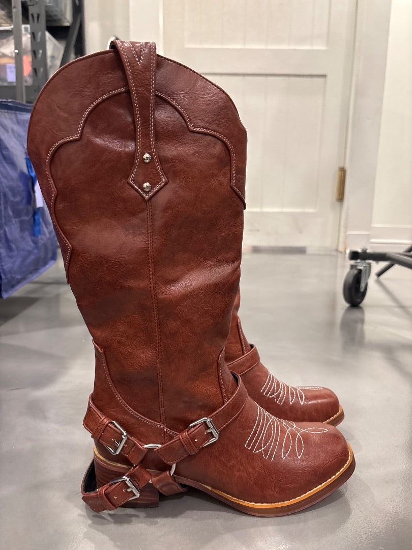 Various Cowgirl boots, Brown, 8, Like New