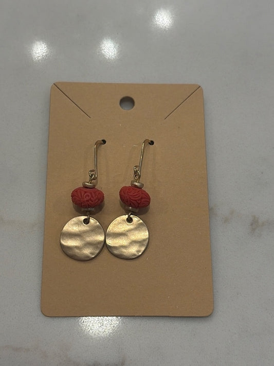Various Earrings, Gold/red, One Size, Used - Good