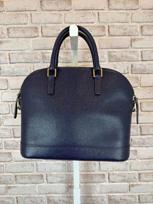 Dooney & Bourke Bag - Handbag – Dooney & Bourke Saffiano Domed Zip Satchel Handbag, Navy, One Size, Used - Excellent