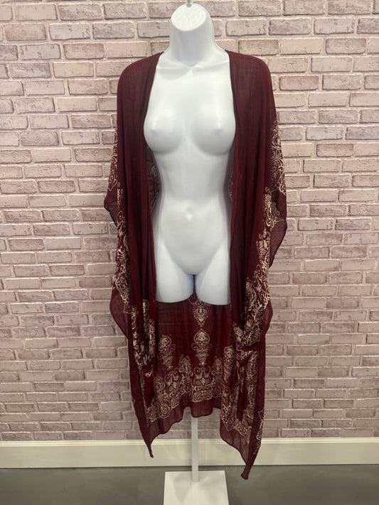 Lovestitch Duster, Maroon multi, One Size, Used - Good