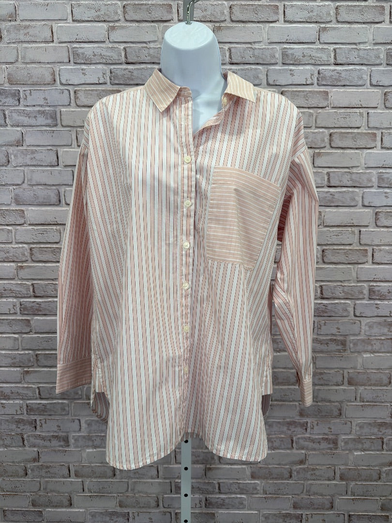 Loft Shirt, Pink stripes, Medium, Used - Good