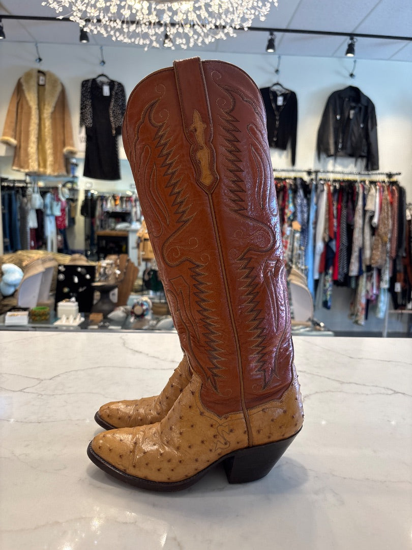 Cats paw Cowgirl boots, Tan, 5