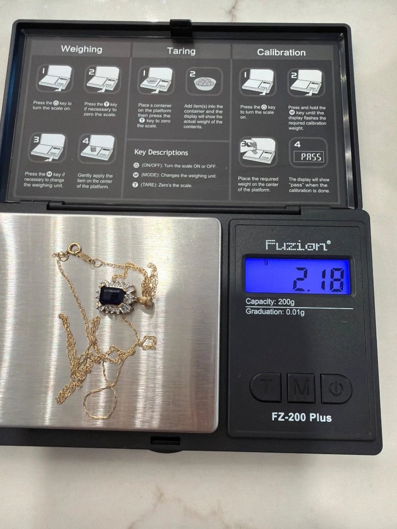 Various 10k Gold Necklace – Gold/Blue – Size One Size – Excellent Condition