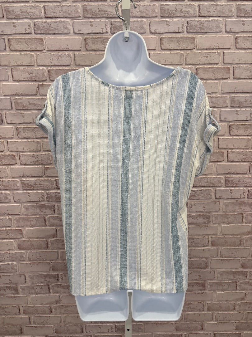 Pure Shirt, White/blue/green stripes, Medium, Used - Good