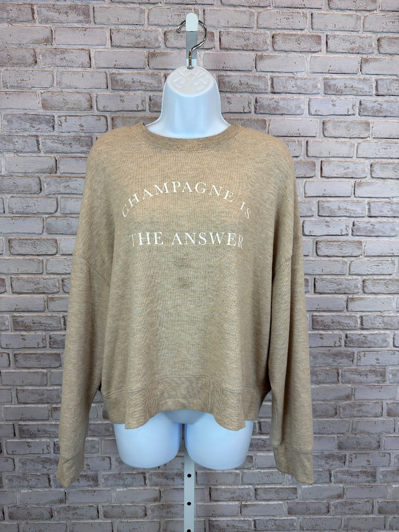 Z Supply “Champagne Is The Answer” Sweater, Beige, Medium, Used - Good