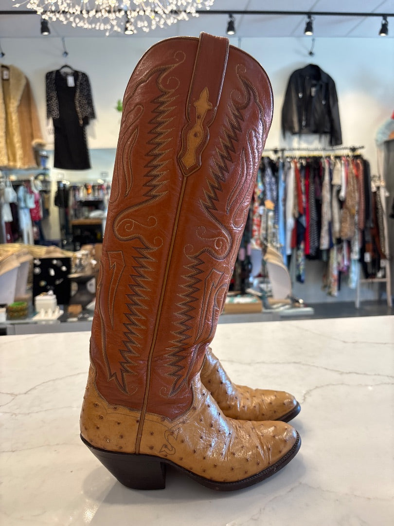 Cats paw Cowgirl boots, Tan, 5