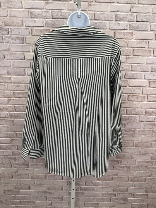 Velvet Heart Shirt, grey/white stripes, Large, Used - Good