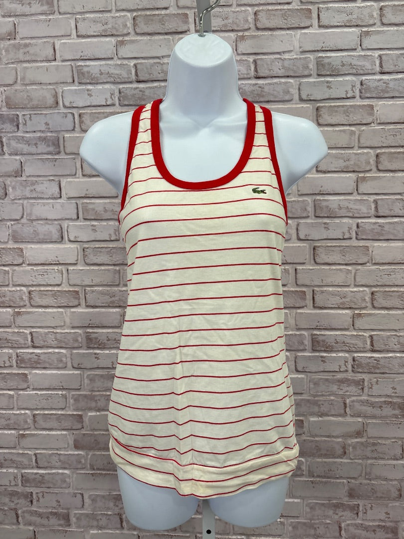 Lacoste Tank top, Red/white stripes, Small, Used - Good