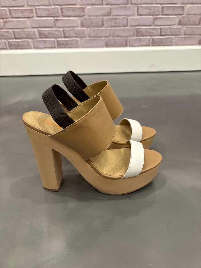 Levity Heels, Tan/white, 8.5, Used - Good