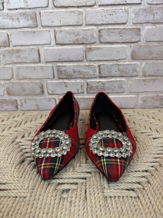 BOG Collective flats, Red plaid, 7, Used - Good