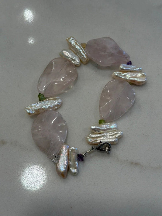 Various Jewelry - Bracelet – Various Pearl and rose quartz Bracelet, Pink/pearl, One Size, Used - Excellent