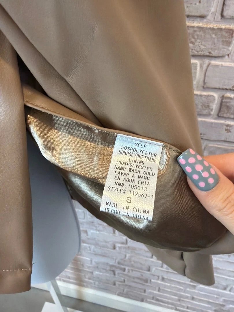 Andree Outerwear - Jacket / Coat – Andree Faux Leather Jacket, Beige, Small, Used - Excellent