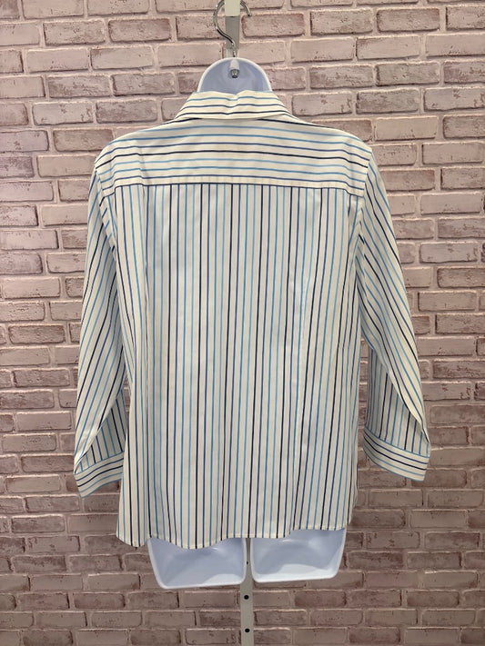 Talbots Shirt, Blue/white stripes, Large, Used - Good