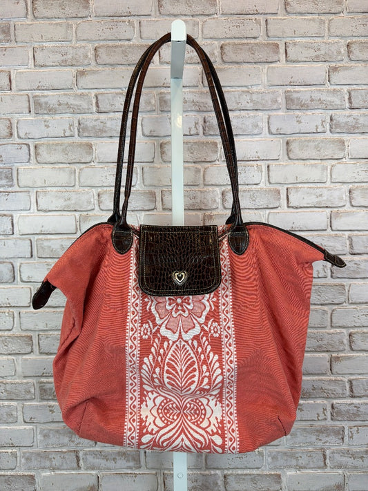 Brighton foldable Tote, Peach/brown, One Size, Used - Excellent