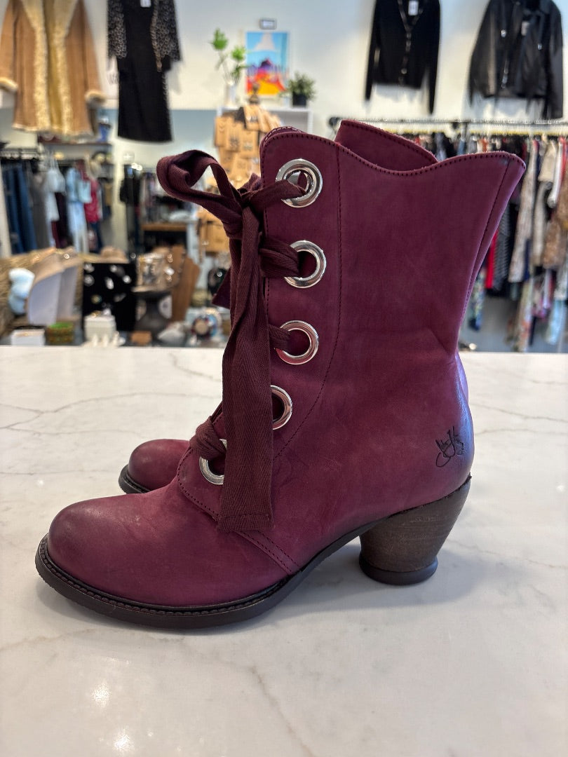 John Fluevog Gladstone Booties, Maroon, 8.5