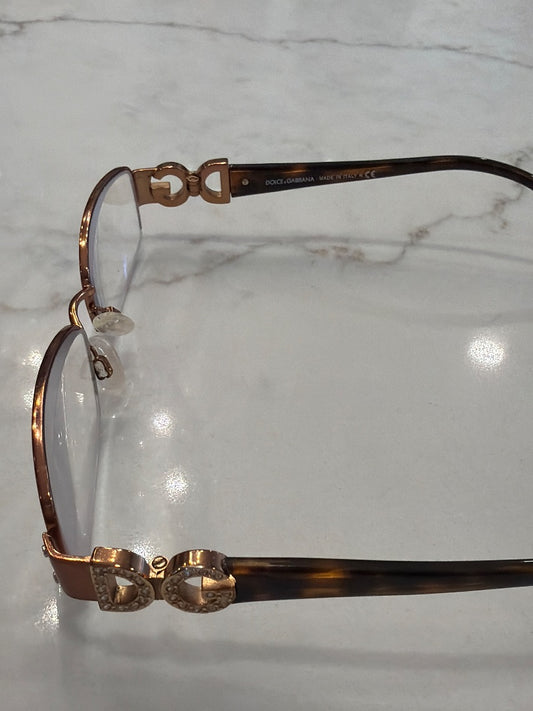 Dolce & Gabbana Prescription Eyeglasses, Brown multi, One Size, Used - Good