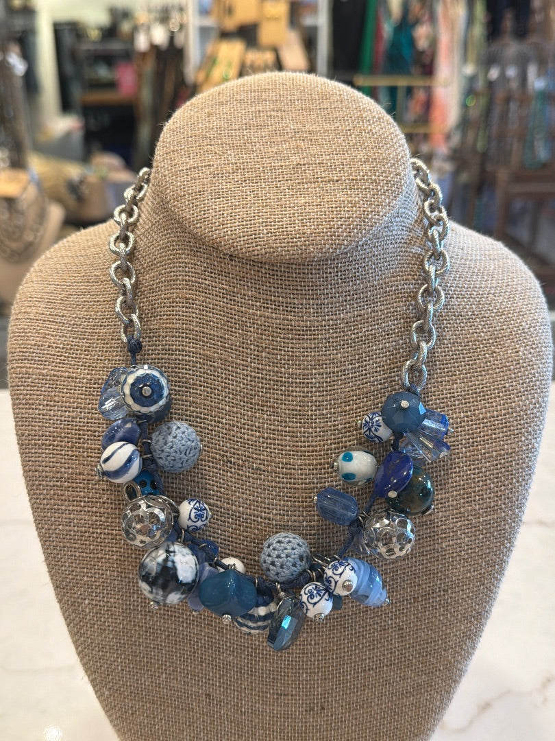 Various Necklace, Silver/blue, One Size, Used - Good