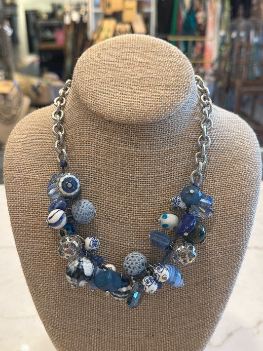 Various Necklace, Silver/blue, One Size, Used - Good