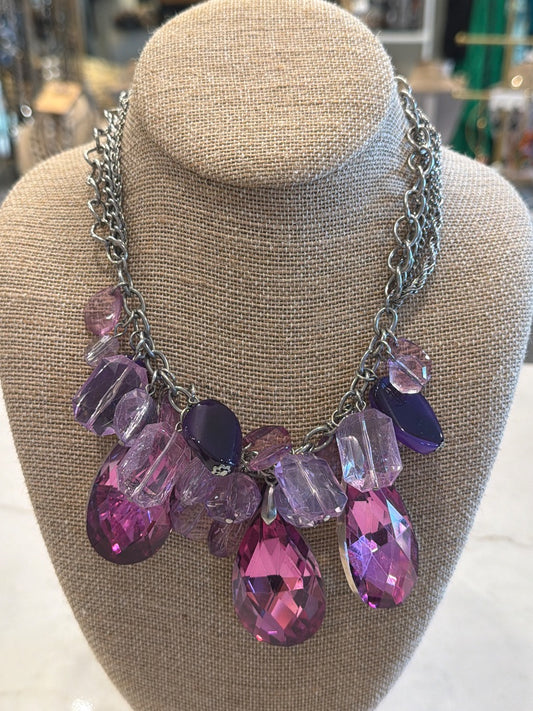 Various Necklace, Silver/pink/purple, One Size, Used - Good