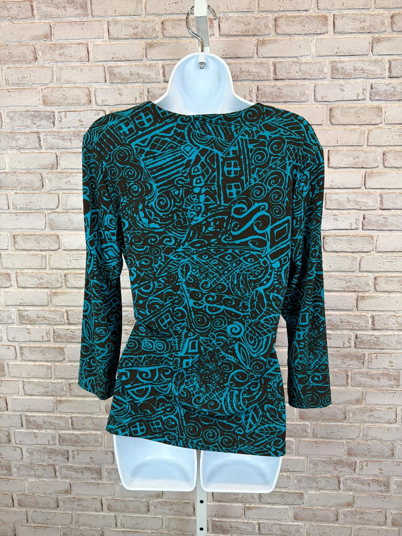 Chicos Shirt, Black/teal, 1, Used - Good