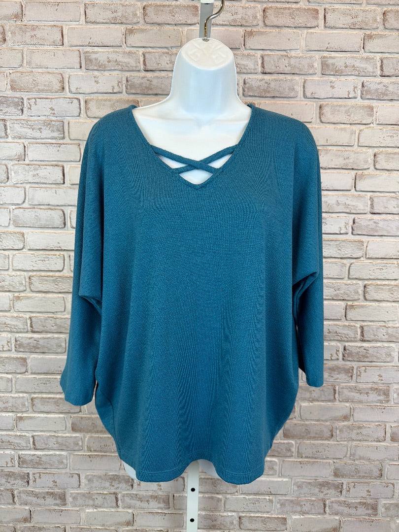 Chicos Shirt, Teal, 1, Used - Good