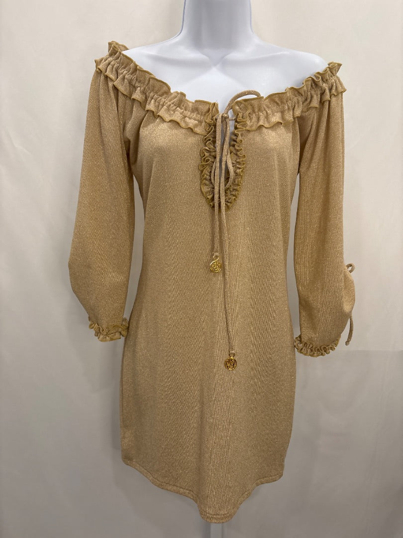Luli Fama Dress, Gold, Small, Brand New