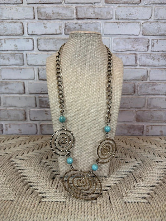 Various Jewelry - Necklace – Various Necklace, Silver/blue, One Size, Used - Excellent