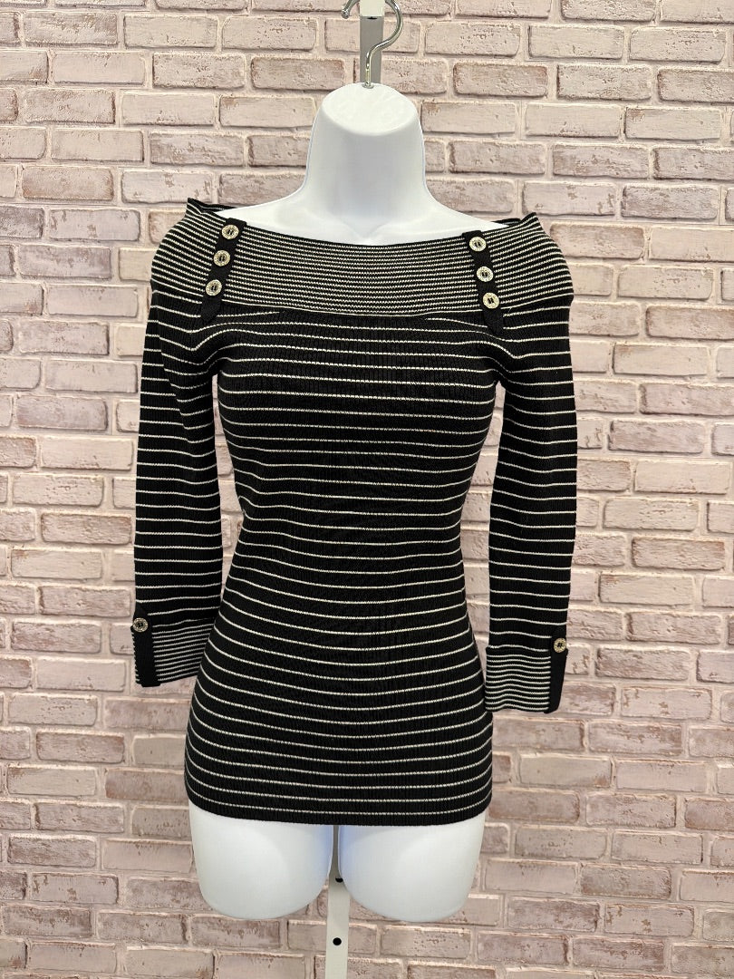 White House Black Market Shirt, Black/white stripes, Small, Used - Good