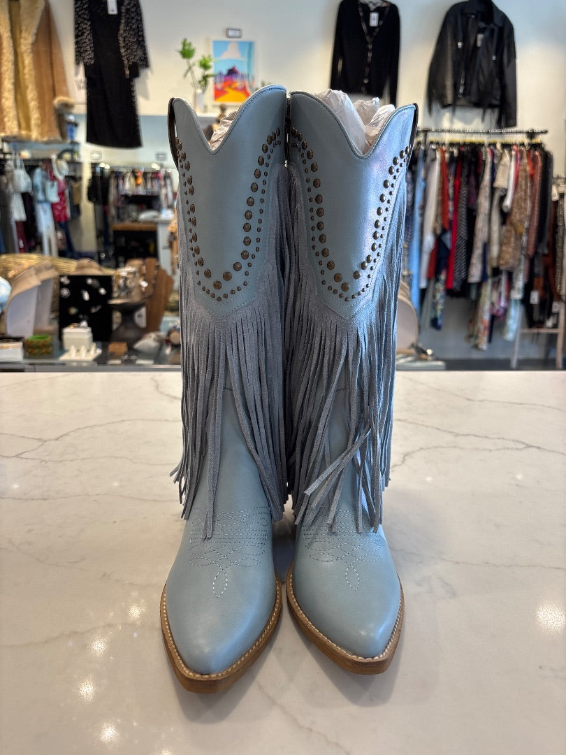 Beast fashion Cowgirl boots, Blue, 5.5